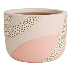 Pink and Brown Ceramic Dot Abstract Landscape Planter