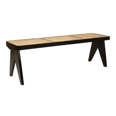 Sunbury Natural Rattan and Black Mahogany Wood Bench Sunbury Natural Rattan and Black Mahogany Wood Bench