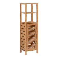 Sven Natural Bamboo Storage Cabinet with Open Shelves
