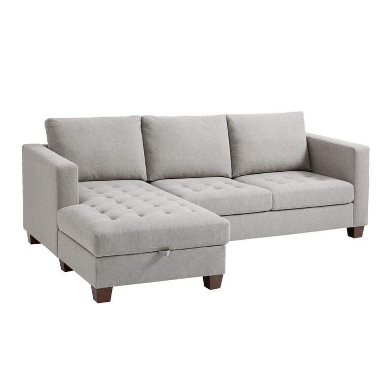Tweed Large Sectional Sofa with Chaise - Light Gray
