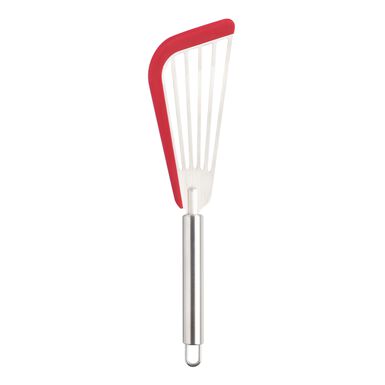 Red Silicone Edge Stainless Steel Slotted Fish Turner Red Silicone Edge Stainless Steel Slotted Fish Turner