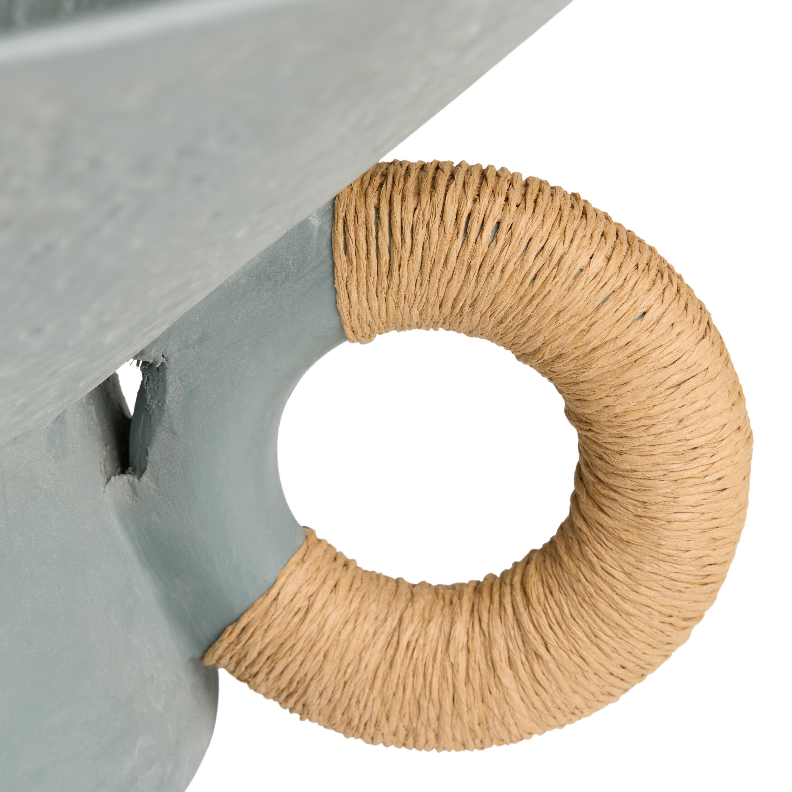 CRAFT Blue Fiberstone Bowl with Raffia Handles image number 2