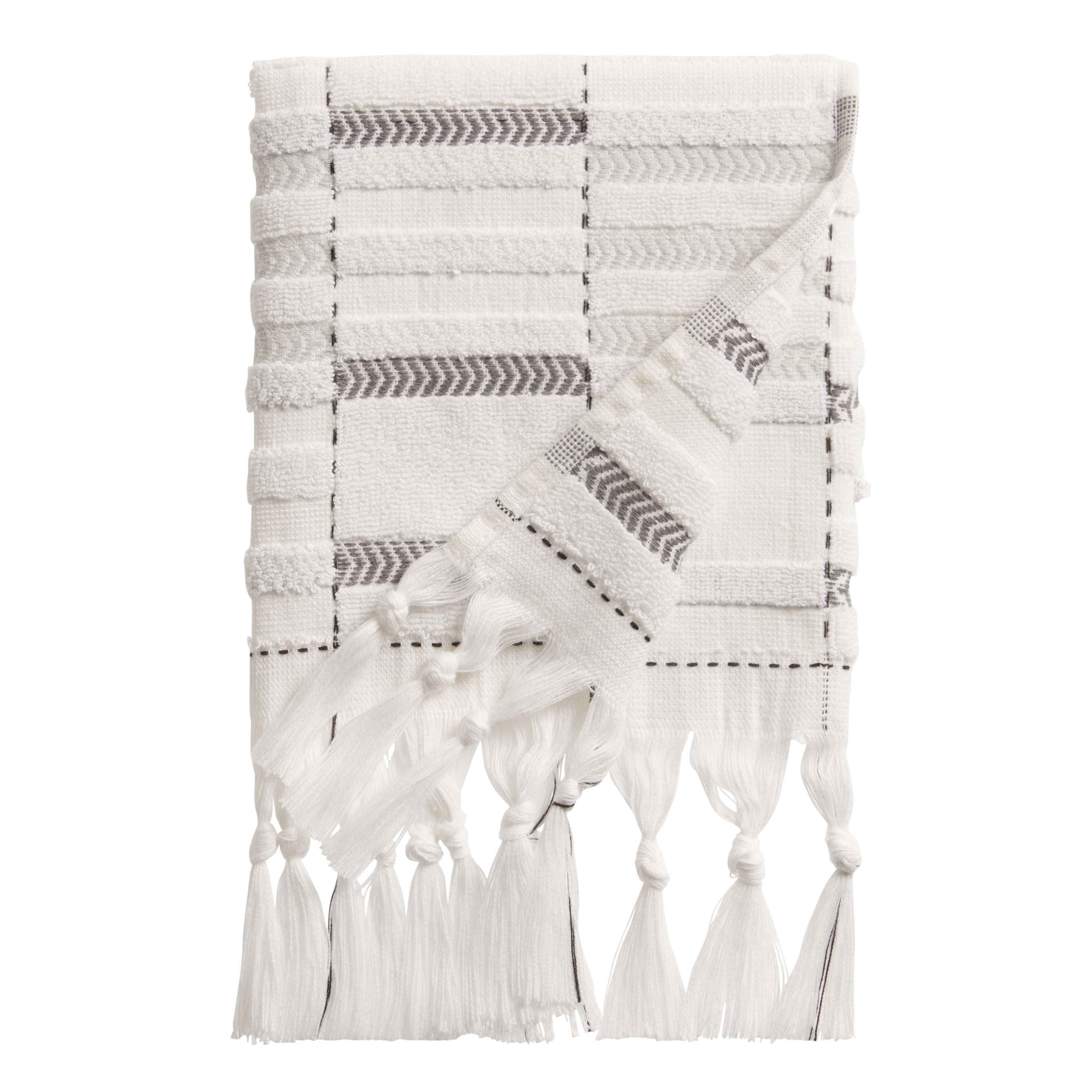 Black fringe hand towel clearance