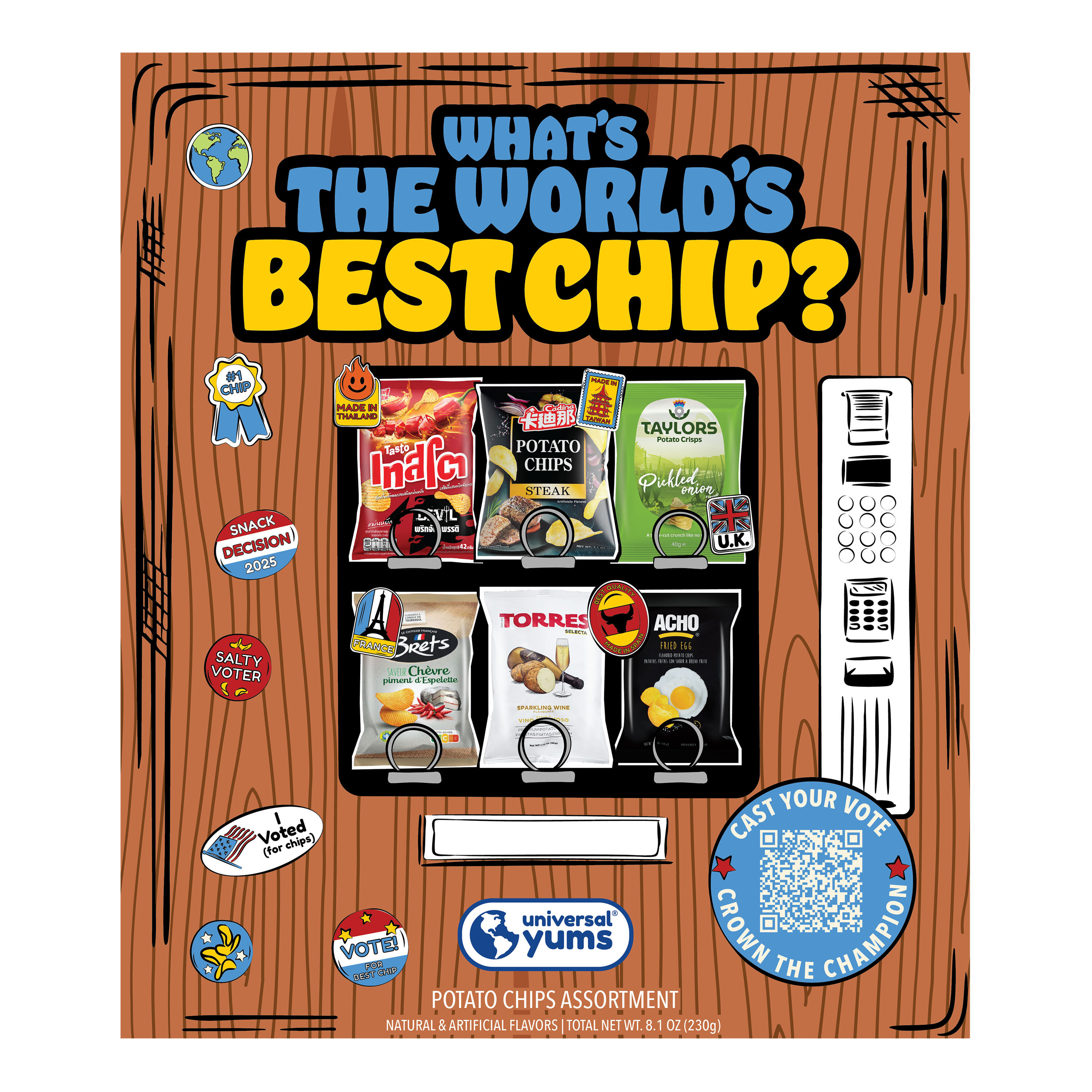 Universal Yums World's Best Potato Chip Variety Box 6 Piece