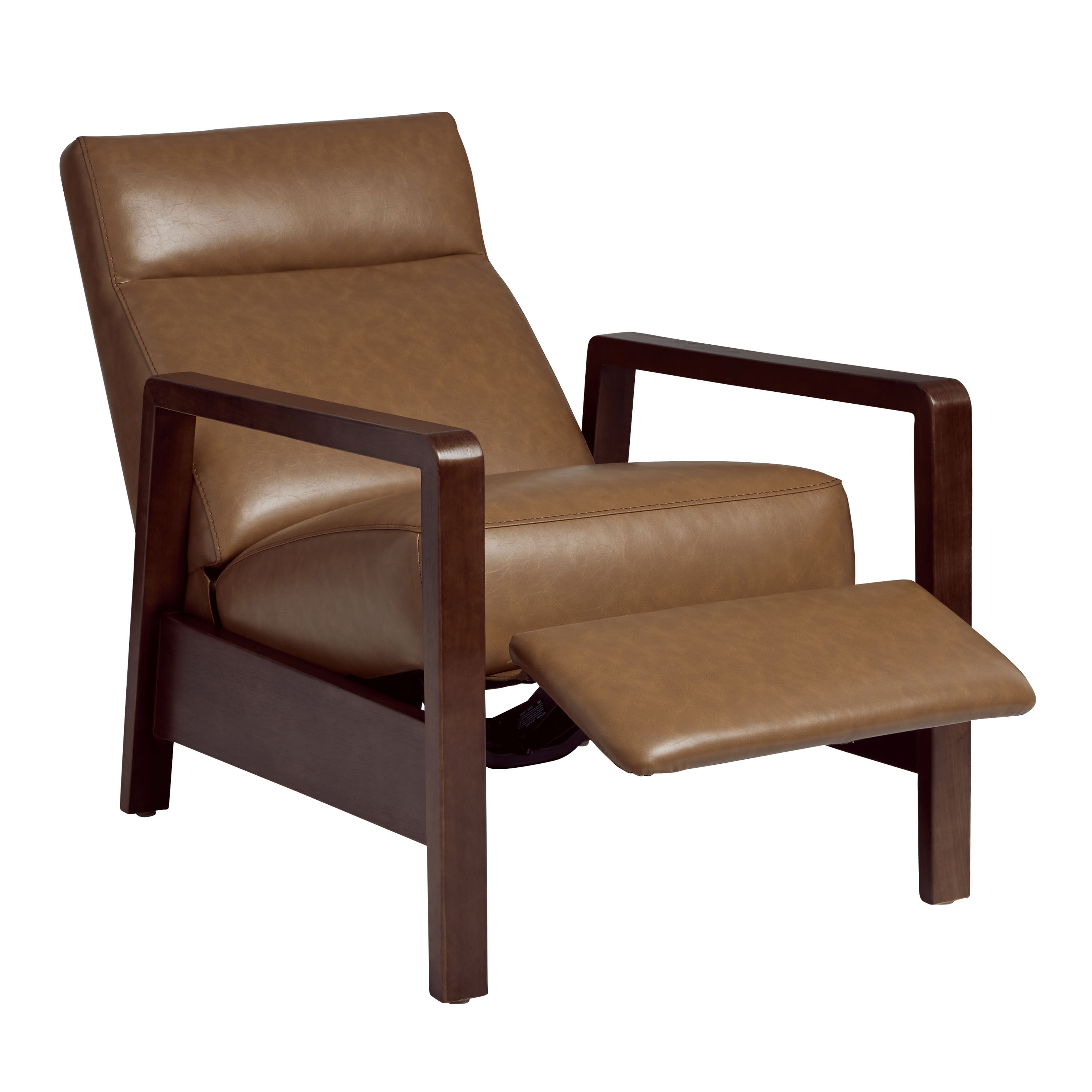 Erik Brown Faux Leather and Wood Upholstered Recliner