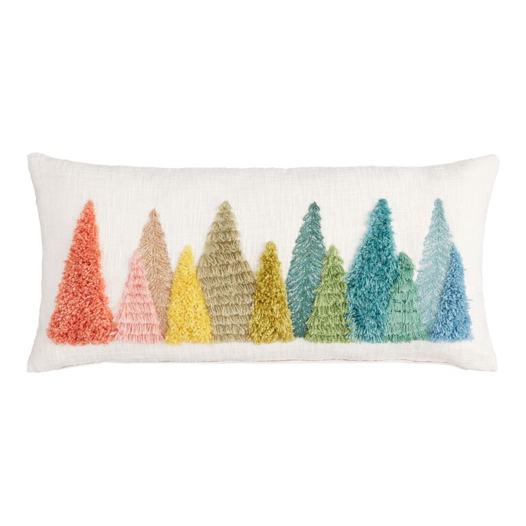 Oversized Rainbow Evergreen Trees Lumbar Pillow - World Market
