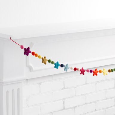Felted Wool Star and Pom Pom Garland Felted Wool Star and Pom Pom Garland
