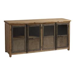 Langley Aged Latte Wood And Metal Storage Cabinet