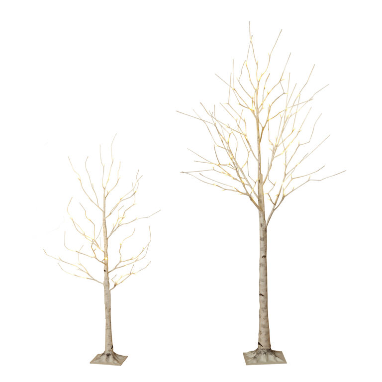 Lit Faux Birch Twig Branches - Set of 3