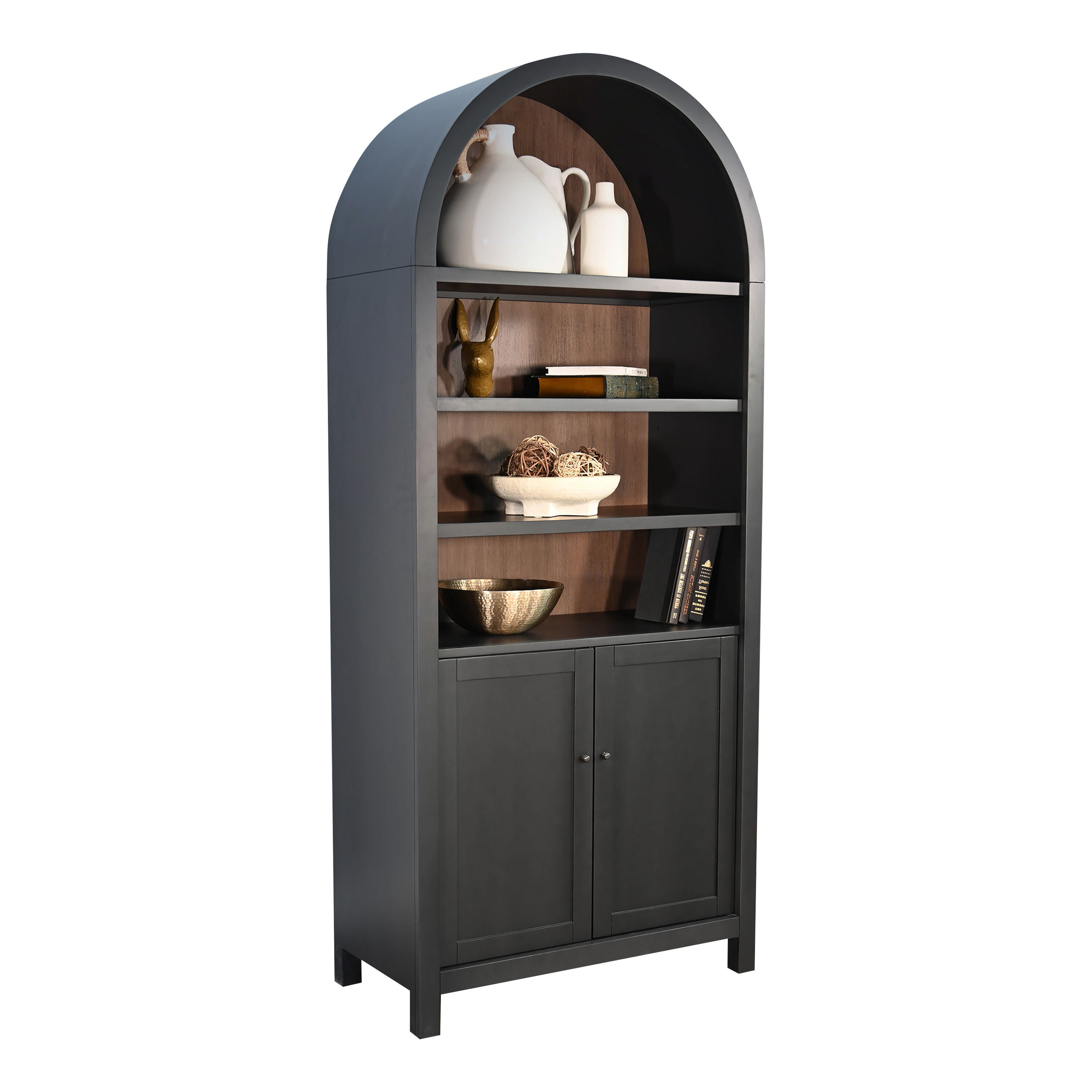 Bramcote Tall Mahogany Wood Arched Display Cabinet