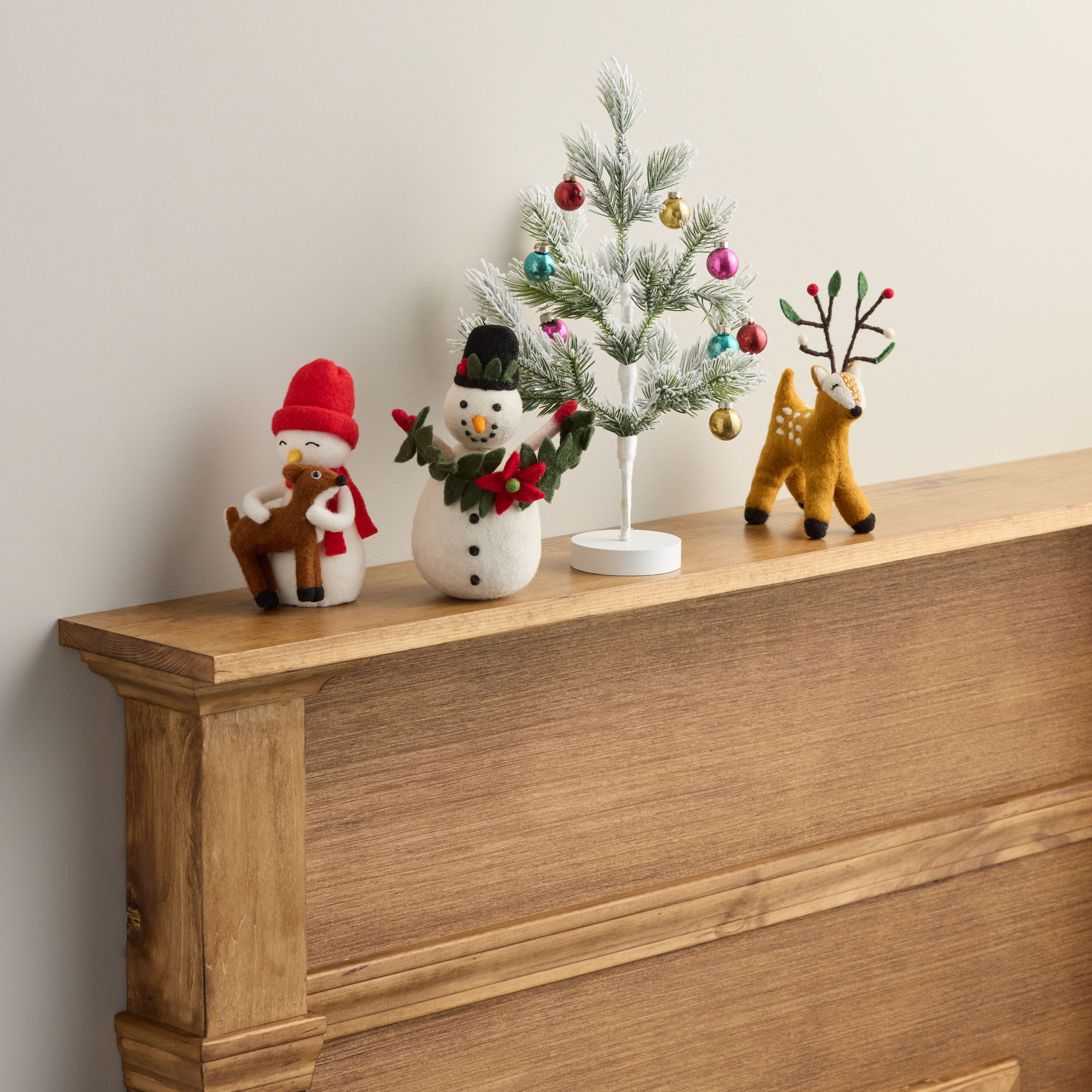 Wool Deer with Holly Antlers Decor image number 2