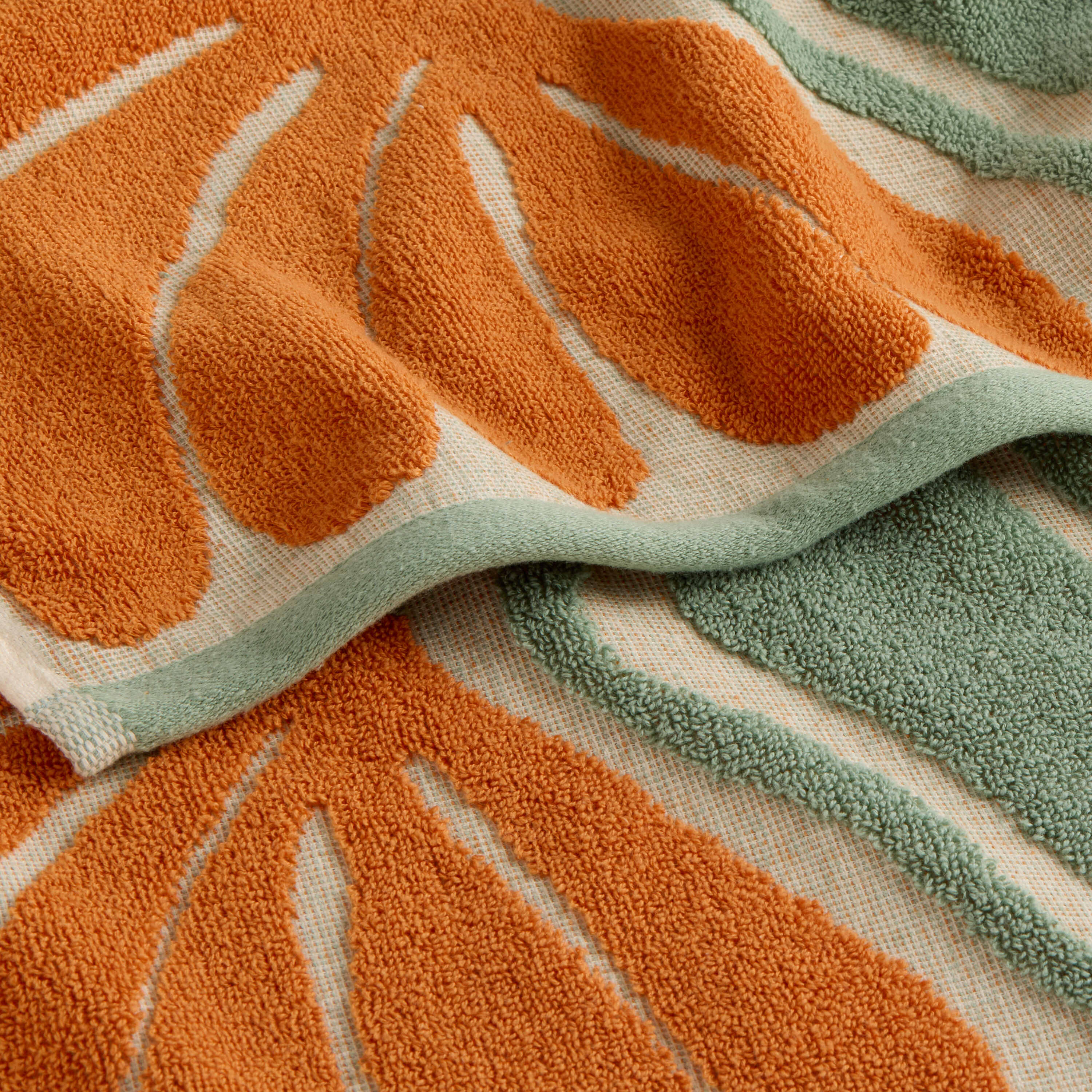 Danny Orange Abstract Sculpted Floral Hand Towel image number 3
