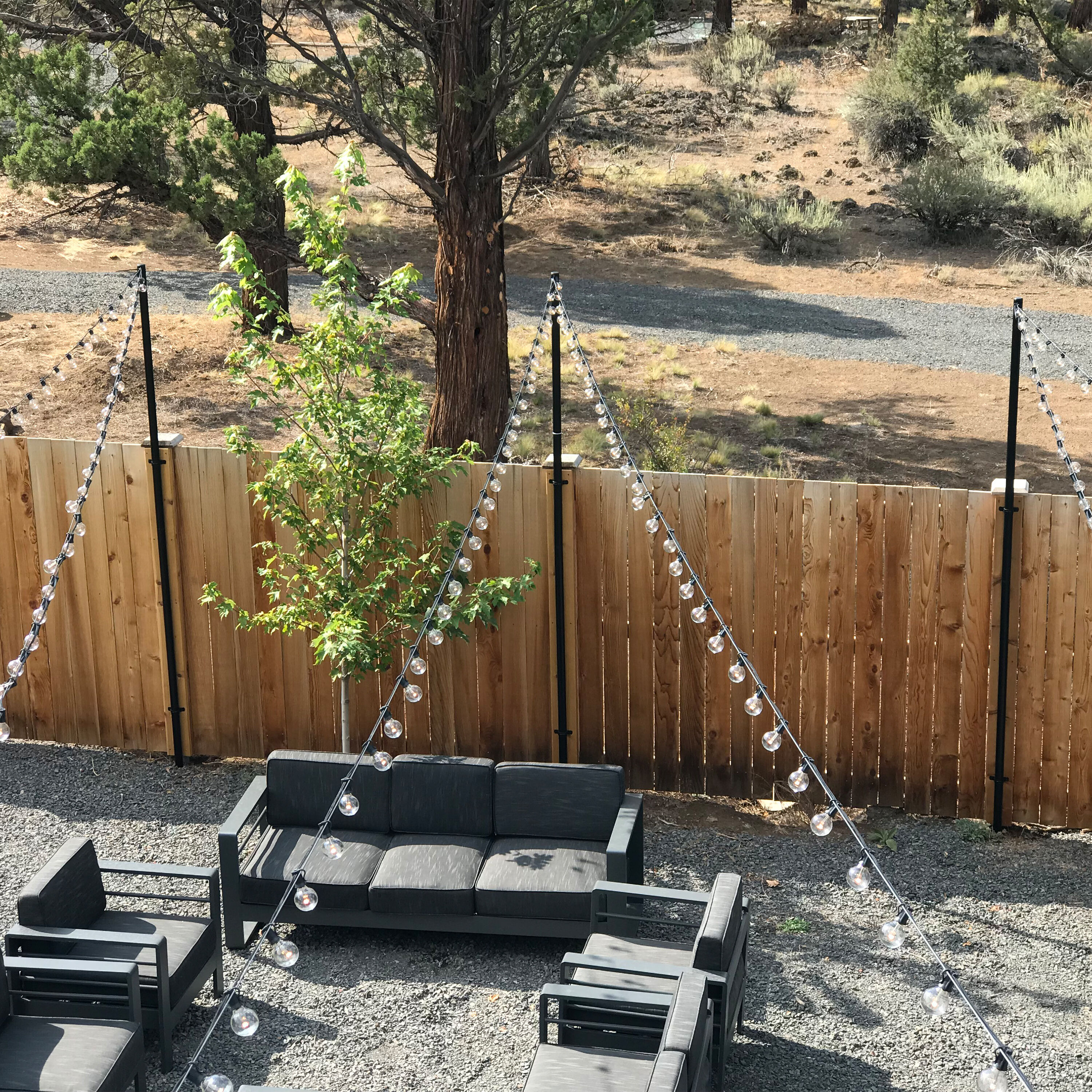 Black Steel String Light Pole Stand with Brackets World Market