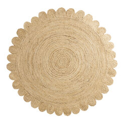 Round Natural Braided Scalloped Jute Area Rug