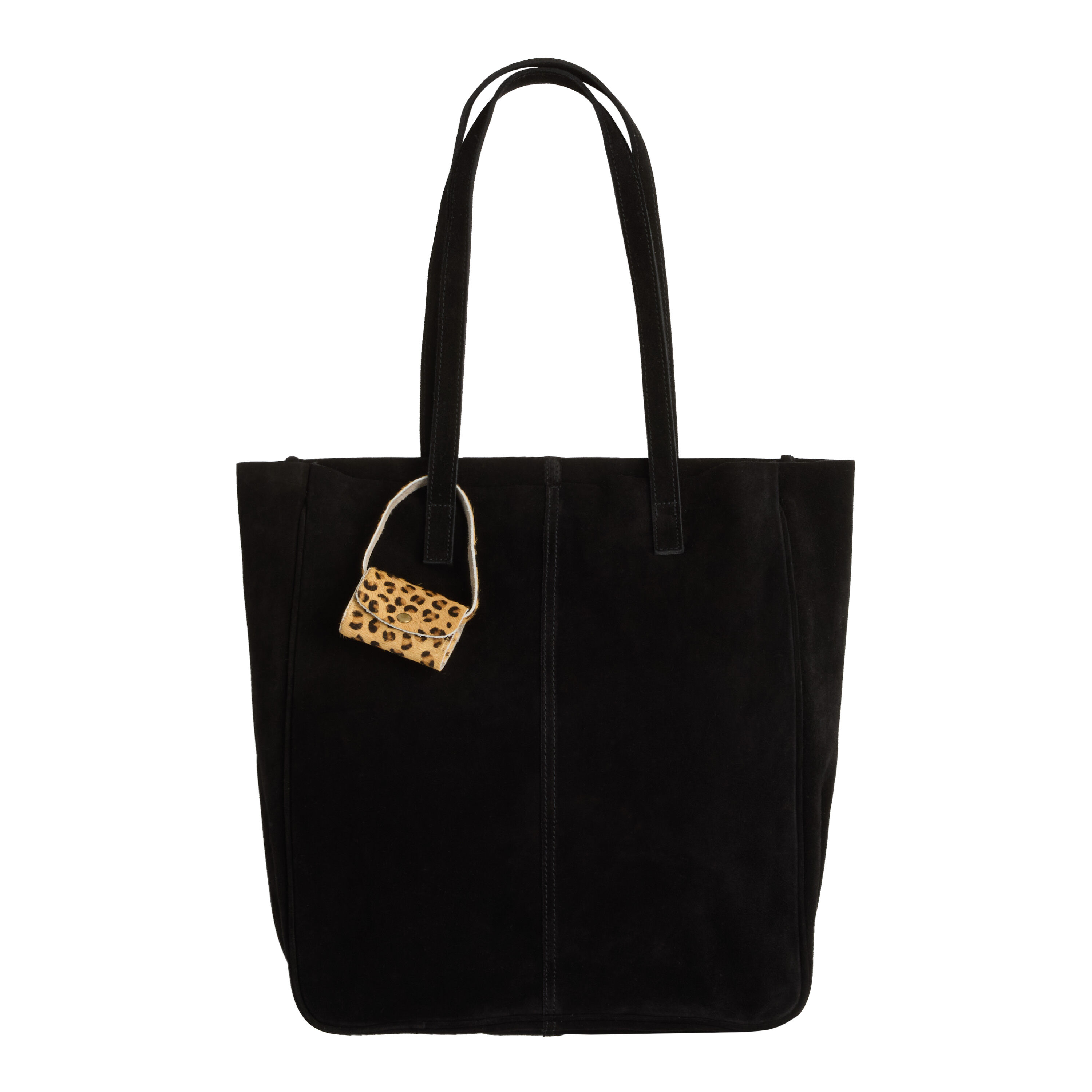 Black Suede Tote Bag and Cheetah Mini Purse Set World Market