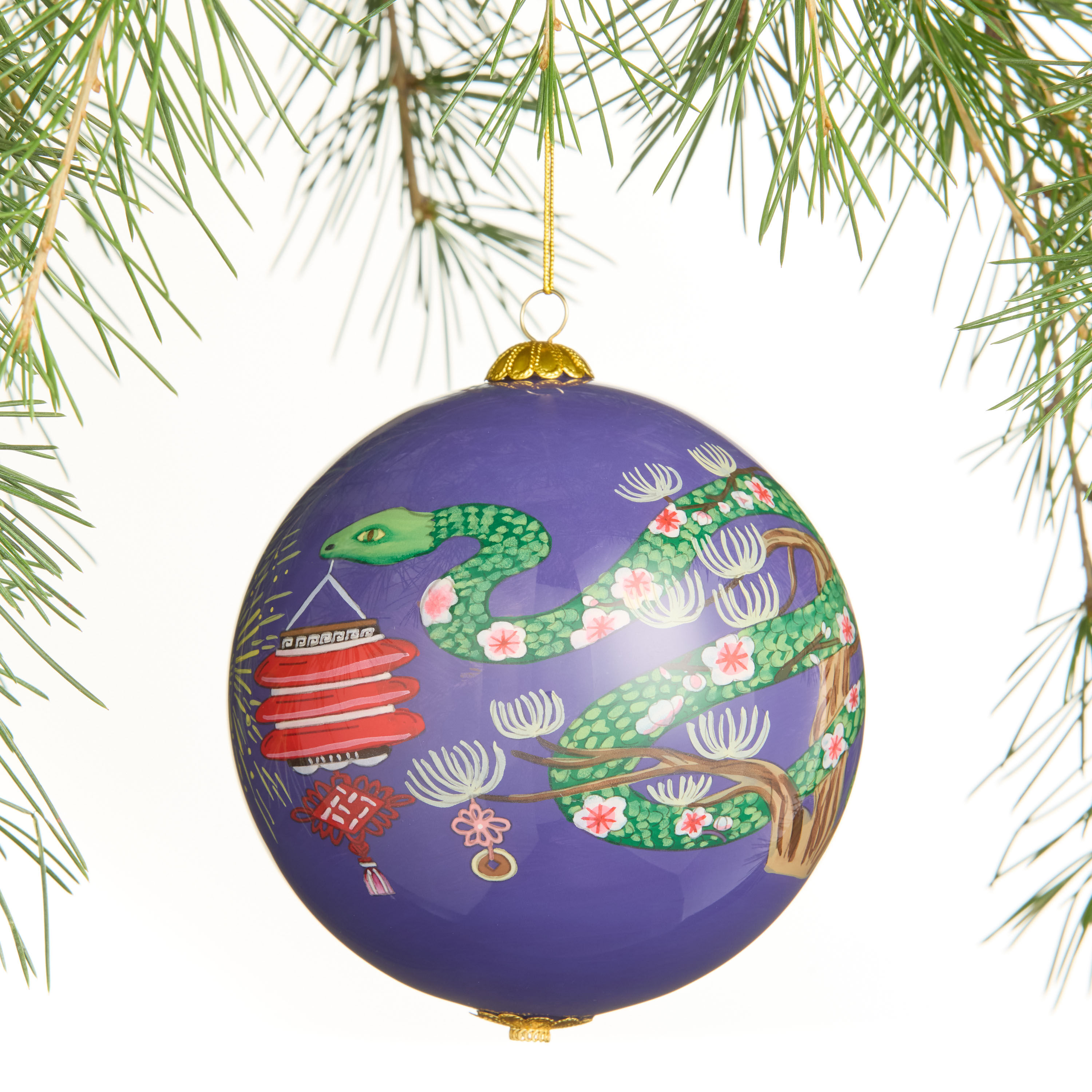 Li Bien Purple Year of the Snake 2025 Glass Ball Ornament