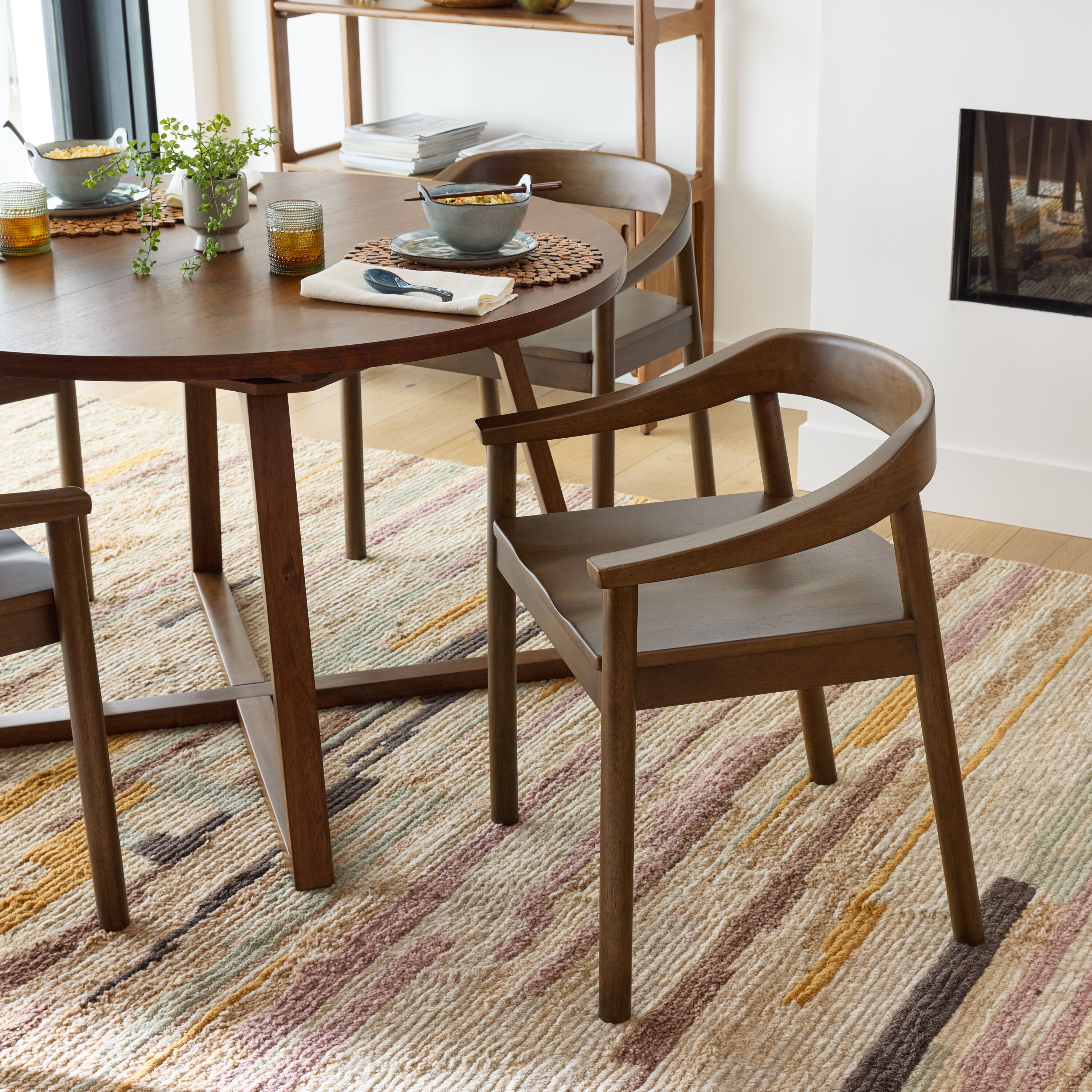 Dansen Umber Brown Wood Low Back Dining Armchair - World Market