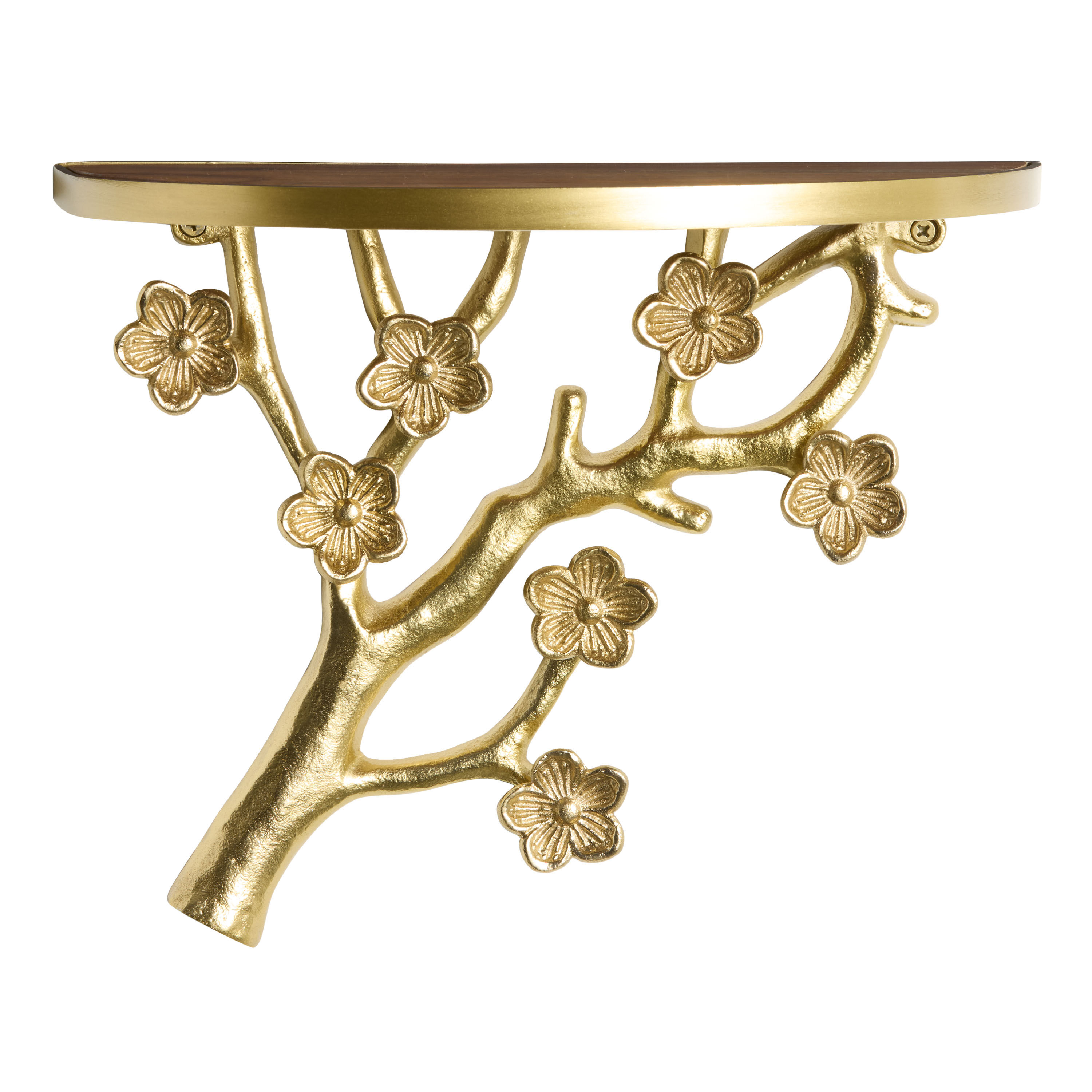 Gold Metal Cherry Blossom Branch Wall Shelf image number 1