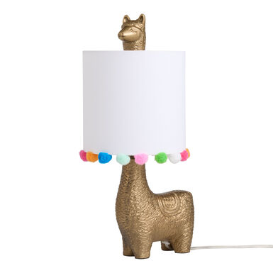 Golden Brass Metal Llama Shaped Pom-Pom Shade Table Lamp Golden Brass Metal Llama Shaped Pom-Pom Shade Table Lamp