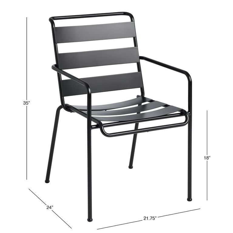 Monteria Steel Slat Outdoor Stacking Dining Armchair Set of 2 image number 7