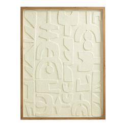 White Rice Paper Abstract Glyph Shadow Box Wall Art