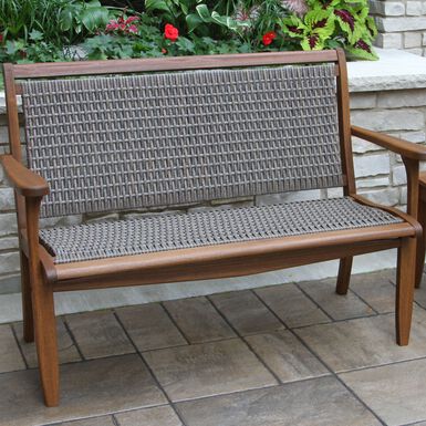 Galena Gray All Weather Wicker and Wood Outdoor Bench Galena Gray All Weather Wicker and Wood Outdoor Bench