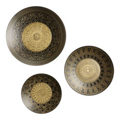 Gold and Black Metal Geo Disc Wall Decor 3 Piece