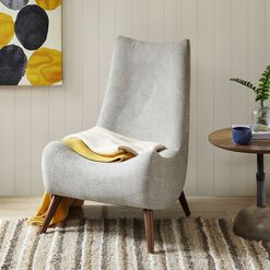 Tan Plush Curved Upholstered Chair