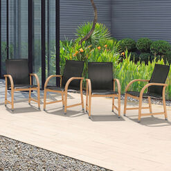 Chiara Mesh and Wood Outdoor Dining Chairs 4 Piece Set