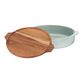Oval Sage Green Reactive Glaze Baking Dish with Trivet Lid image number 1