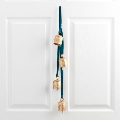 Gold Metal Bell With Velvet Ribbon Hanging Decor Collection Gold Metal Bell With Velvet Ribbon Hanging Decor Collection