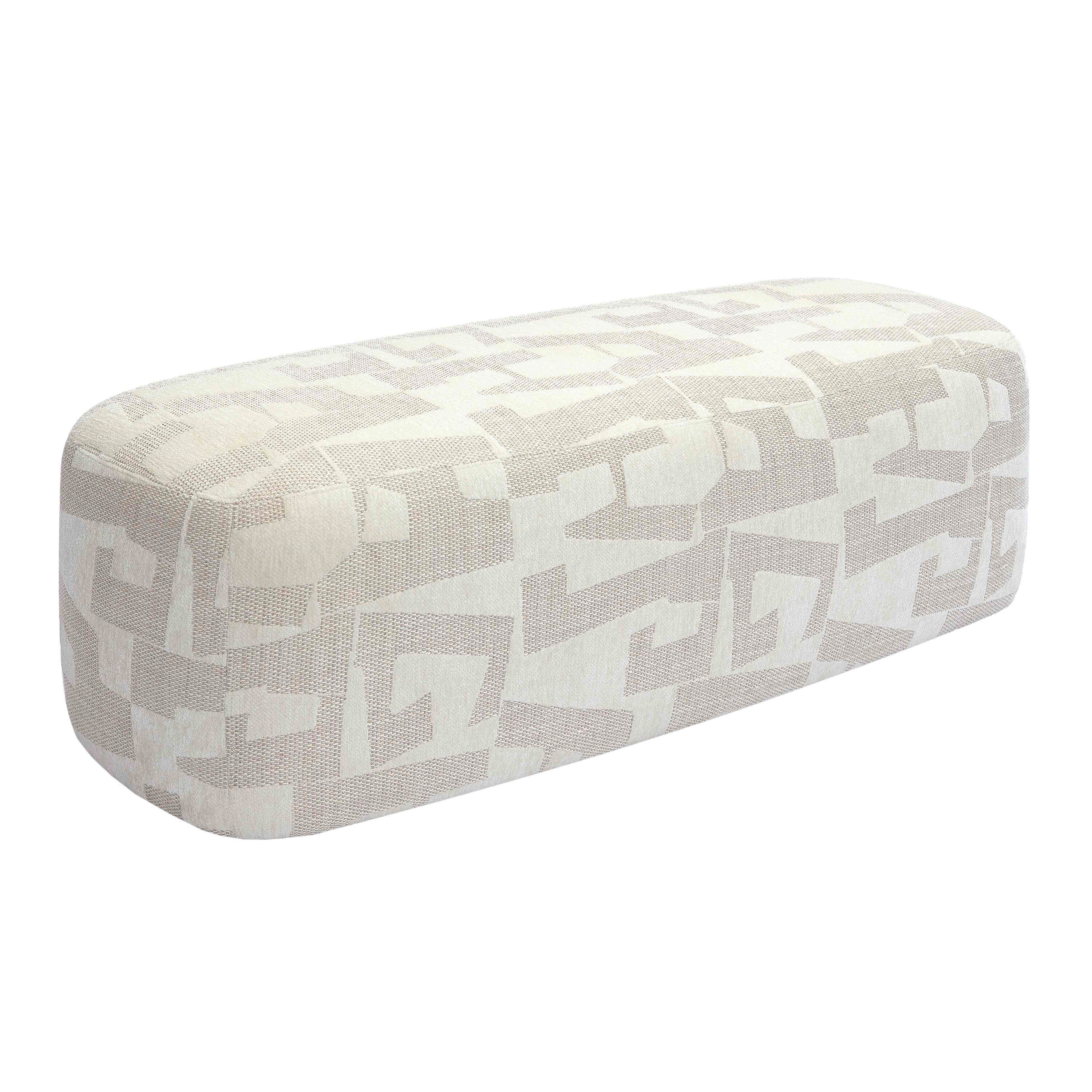 Fernleigh Cream and Taupe Geo Jacquard Upholstered Bench