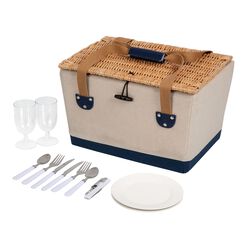 Picnic Time Canvas and Wicker Boardwalk Picnic Basket
