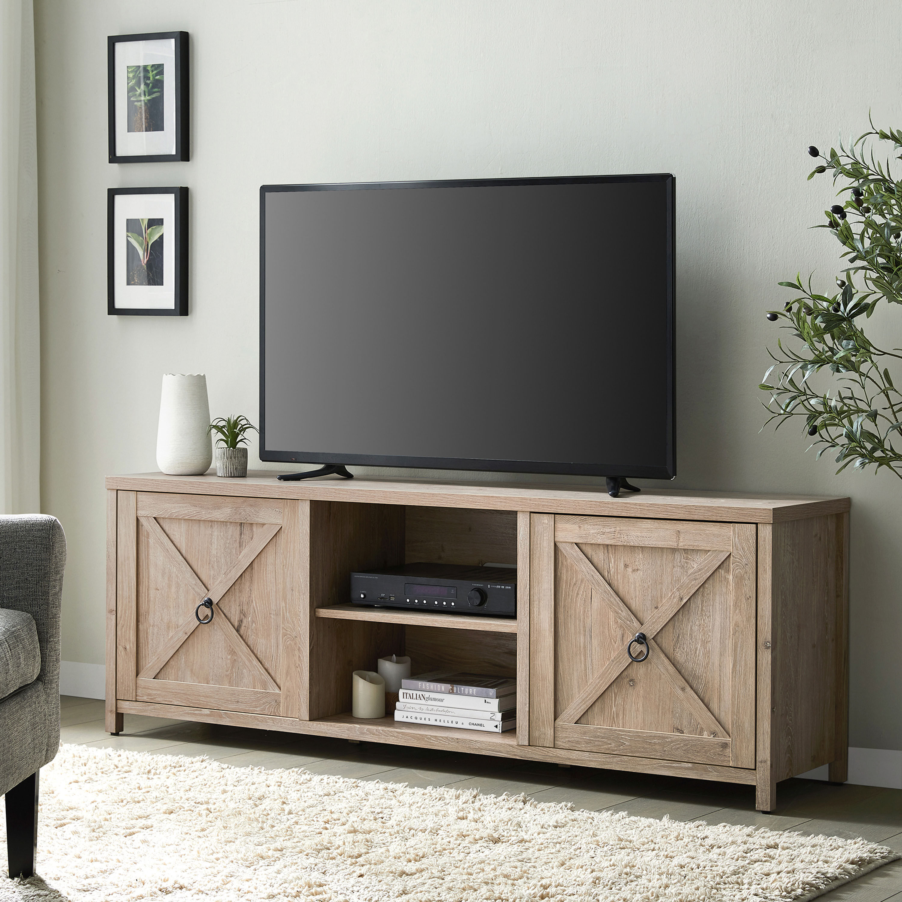Brewster Faux White Oak Farmhouse Media Stand World Market