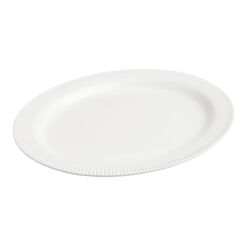Aven Oval White Ribbed Rim Serving Platter