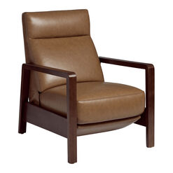 Erik Brown Faux Leather and Wood Upholstered Recliner
