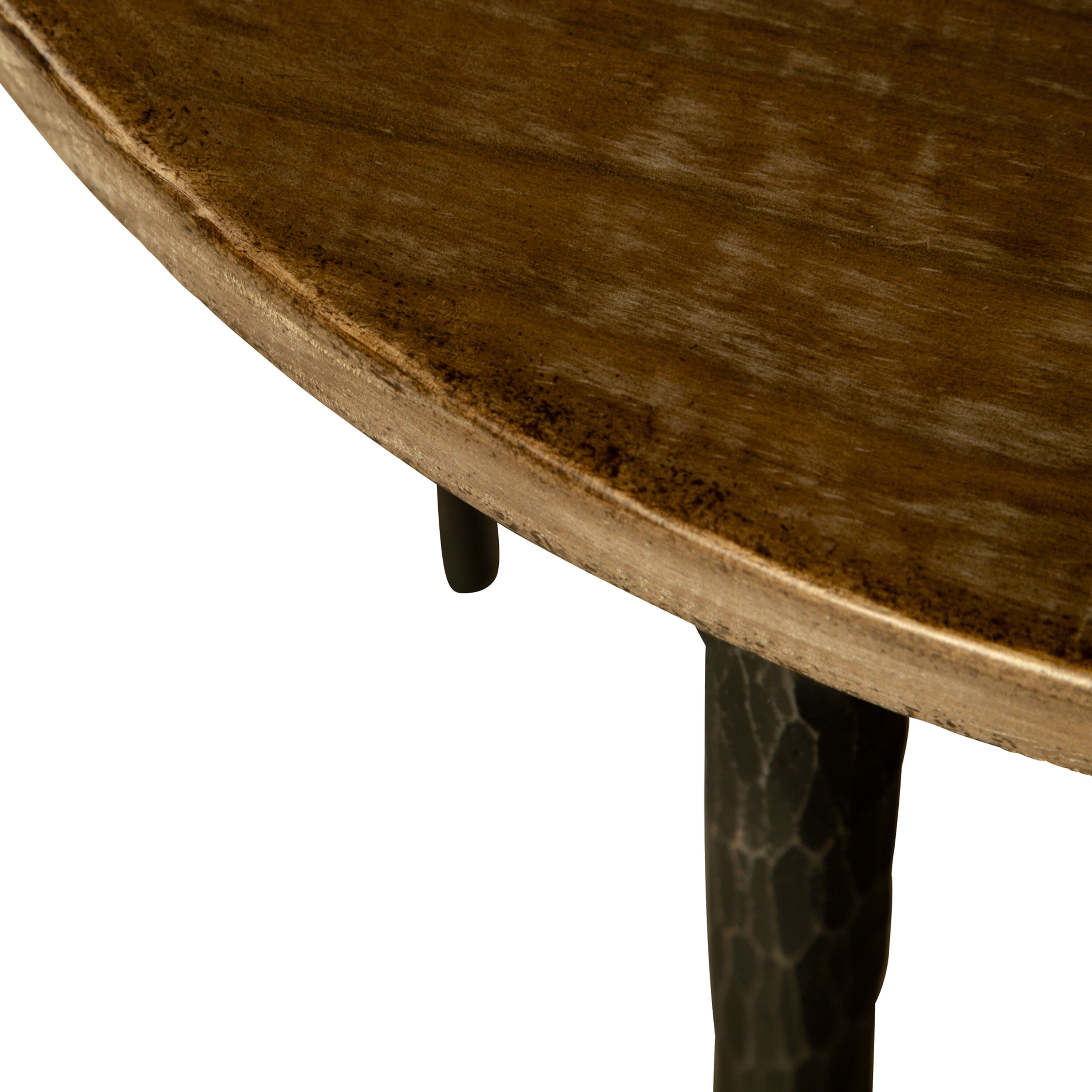 Manon Round Reclaimed Pine Wood and Black Metal End Table image number 3