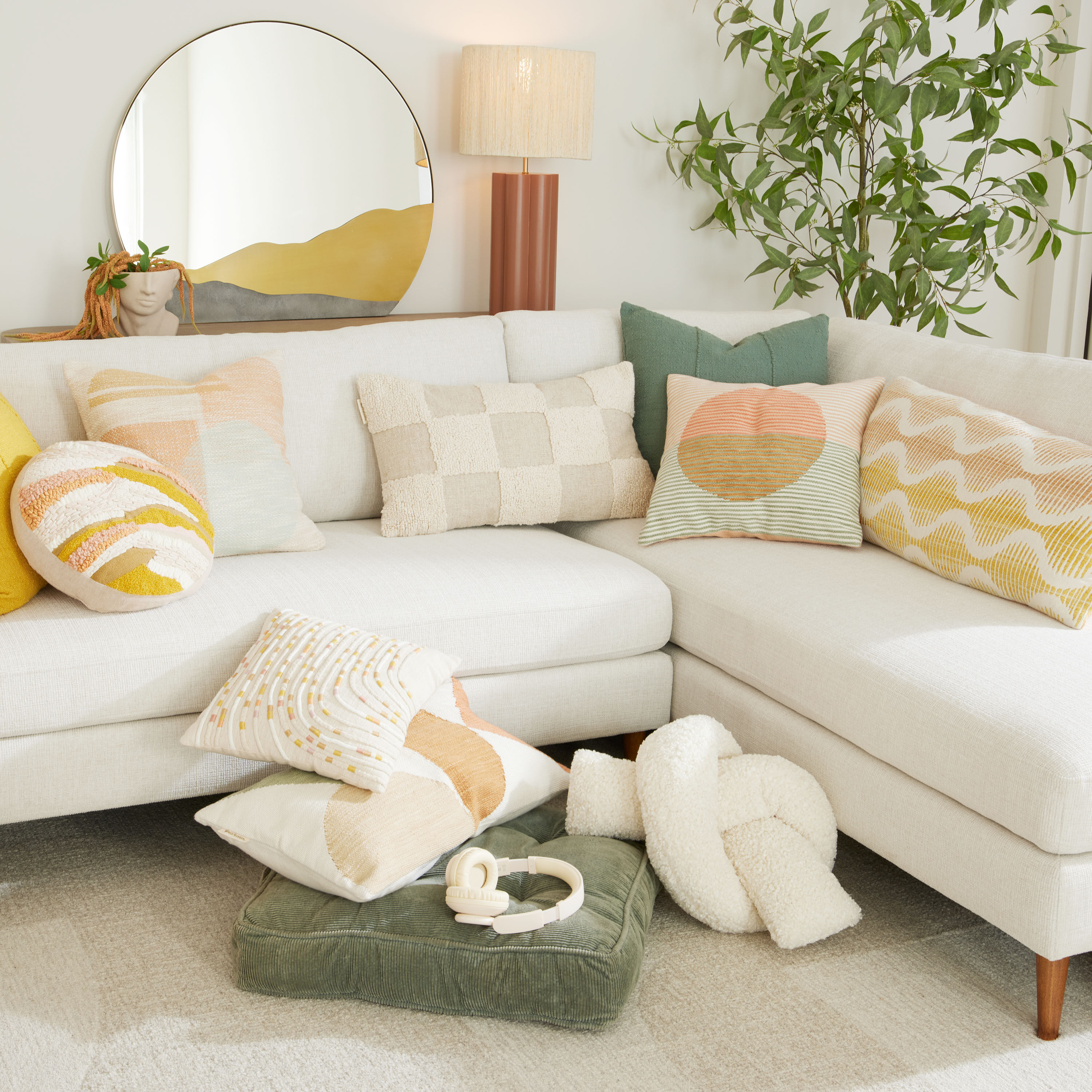 Coral couch pillows sale
