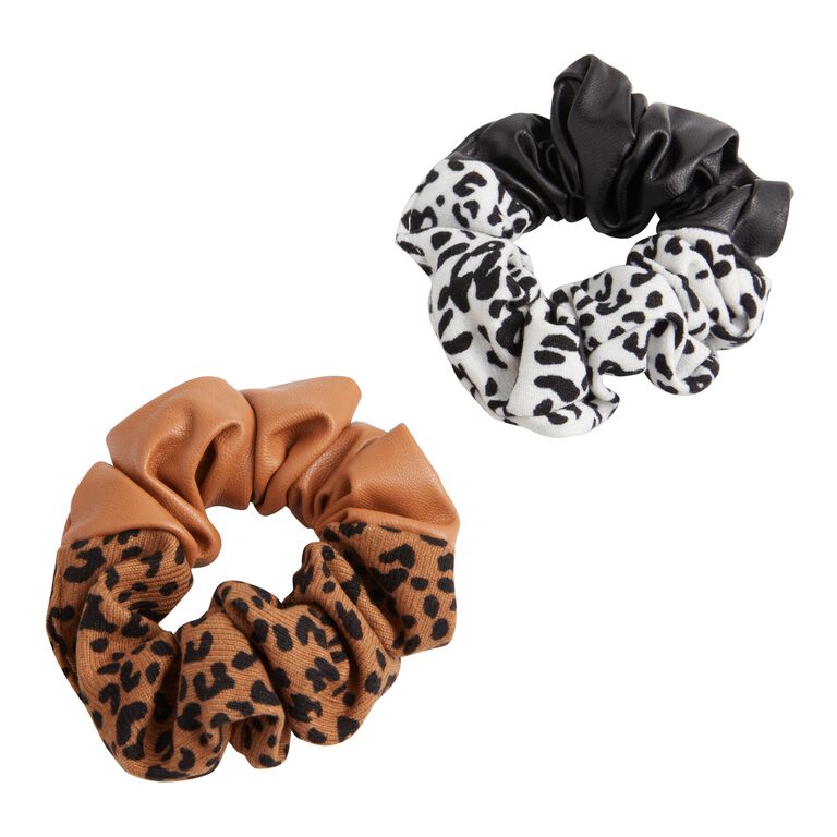 Cheetah and Faux Leather Scrunchie 2 Pack - World Market