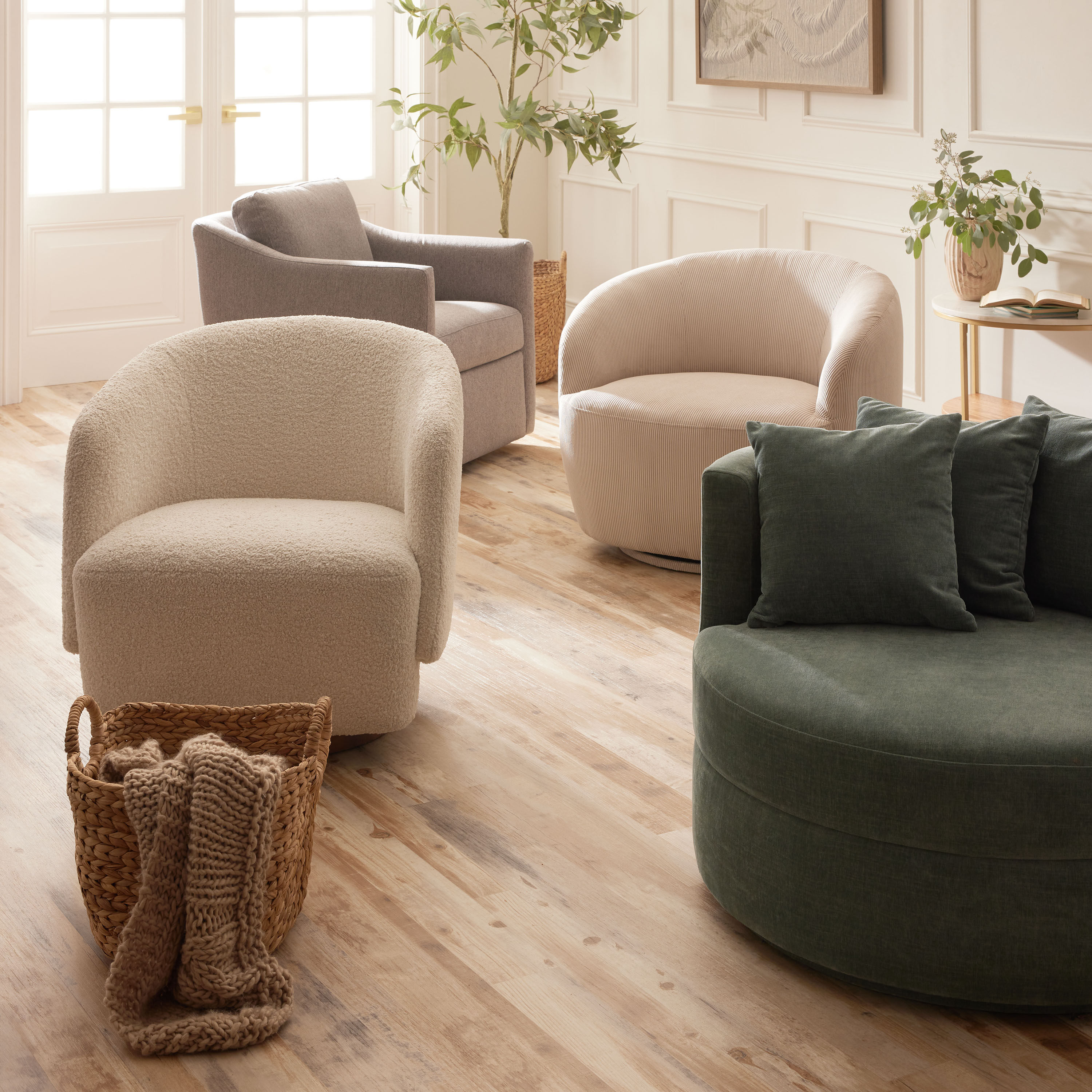 Royce Corduroy Upholstered Swivel Chair image number 1