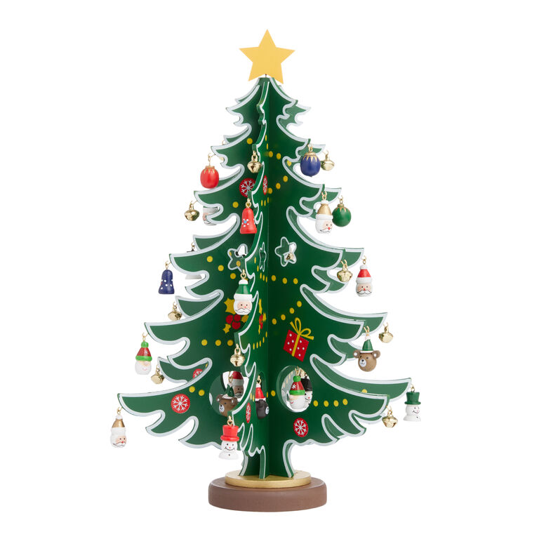 Wood Christmas Tree With Ornaments Tabletop Decor Kit image number 1