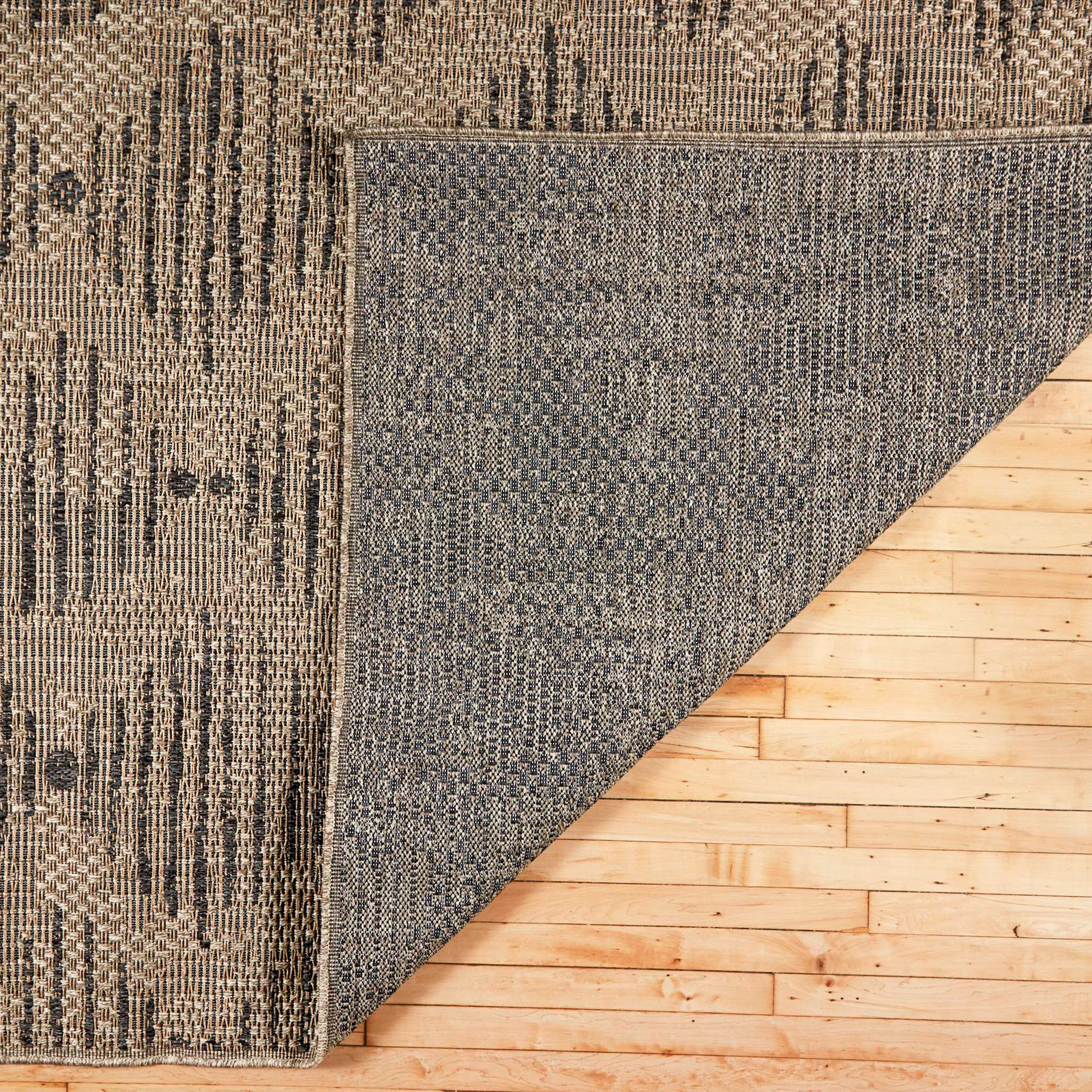 Sol Static Diamond Black and Natural Indoor Outdoor Rug image number 3