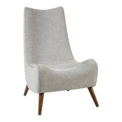 Tan Plush Curved Upholstered Chair