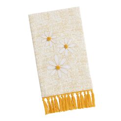 Mustard And White Daisy Speckled Terry Hand Towel