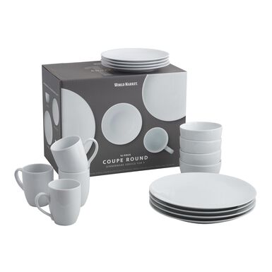 Coupe White Porcelain 16 Piece Dinnerware Set Coupe White Porcelain 16 Piece Dinnerware Set