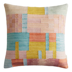 Multicolor Color Block Woven Indoor Outdoor Throw Pillow