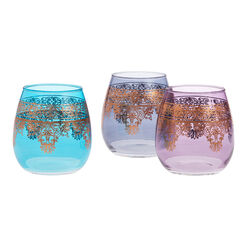 Moroccan Stemless Wine Glasses Set of 3