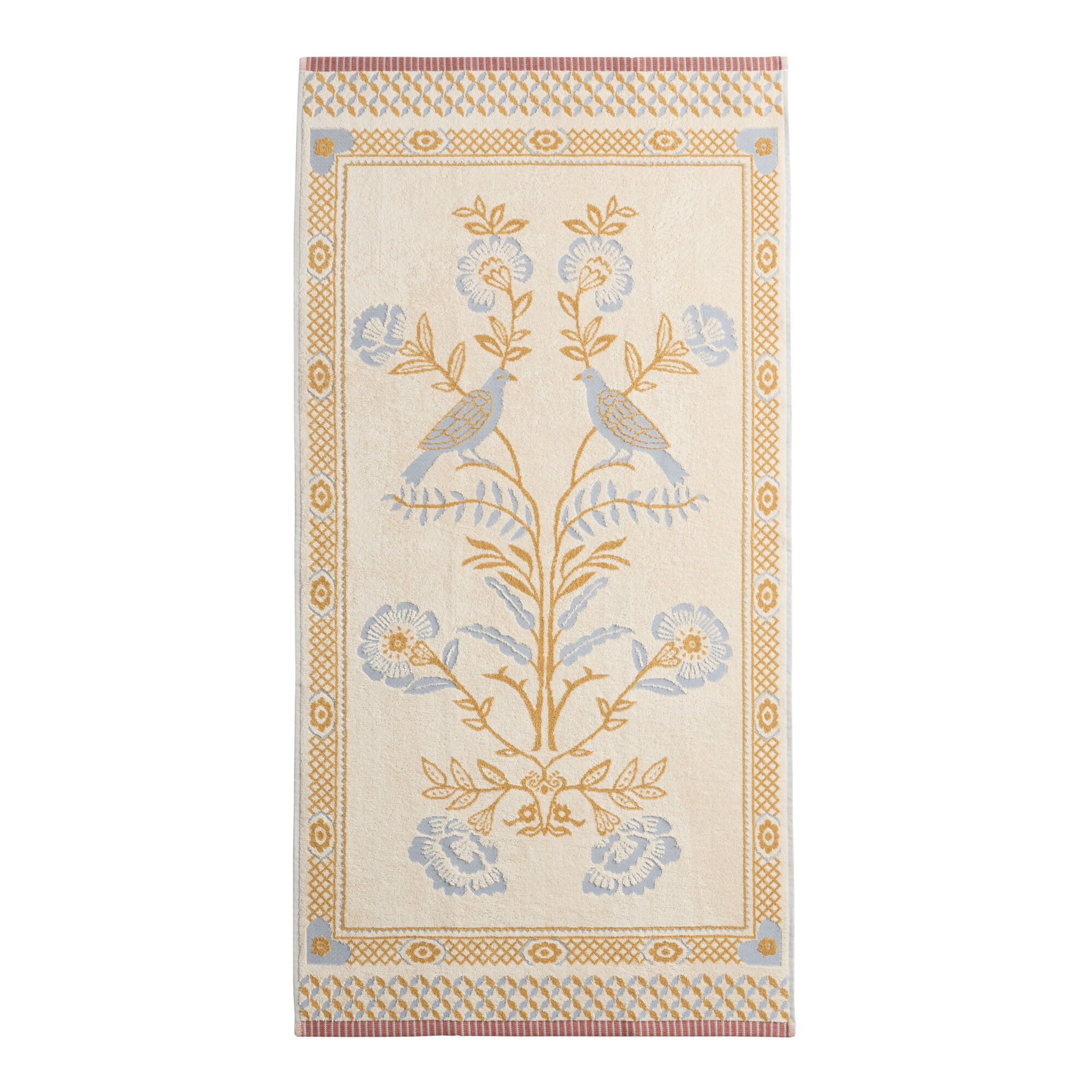 Cream Vintage Mirrored Birds Cotton Towel Collection image number 3