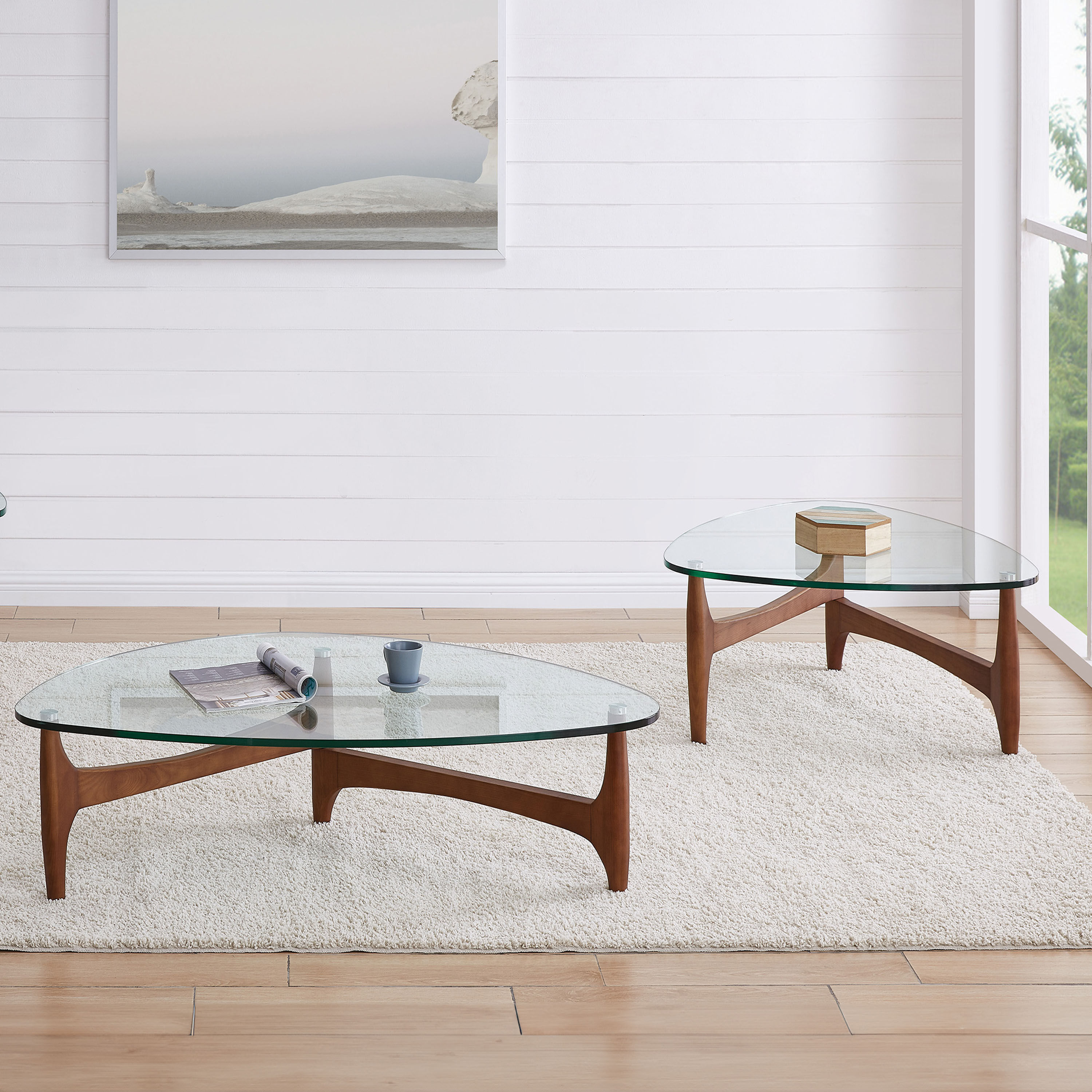 Walnut glass sale coffee table