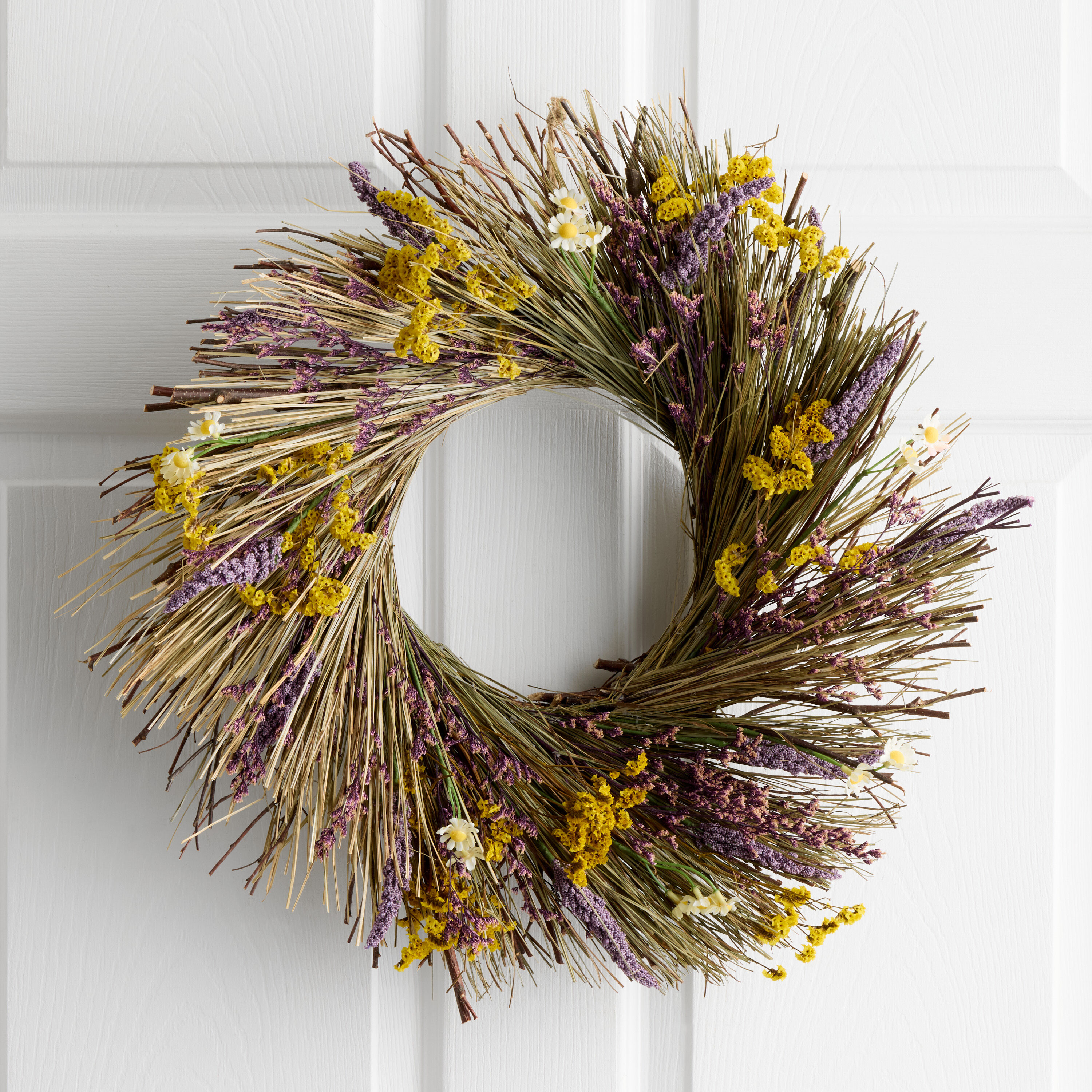 Faux Lavender and Wildflower Straw Wreath image number 0